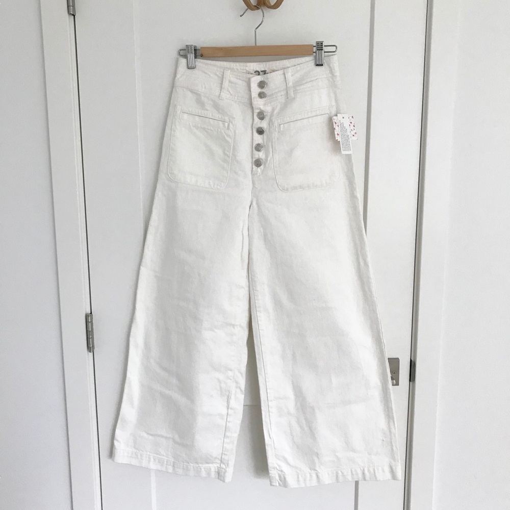 Free People Wide Crop Culottes - White